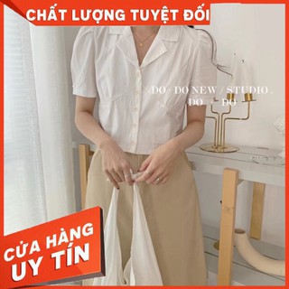 Sơ Mi Croptop - Áo Croptop Có Cổ Vest - Hình Thật