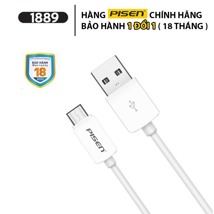 Cáp Sạc USB Type-C Pisen (2A) 1000mm - Cáp Sạc Pisen USB Type-C cho Android, Tablet - MU14-1000