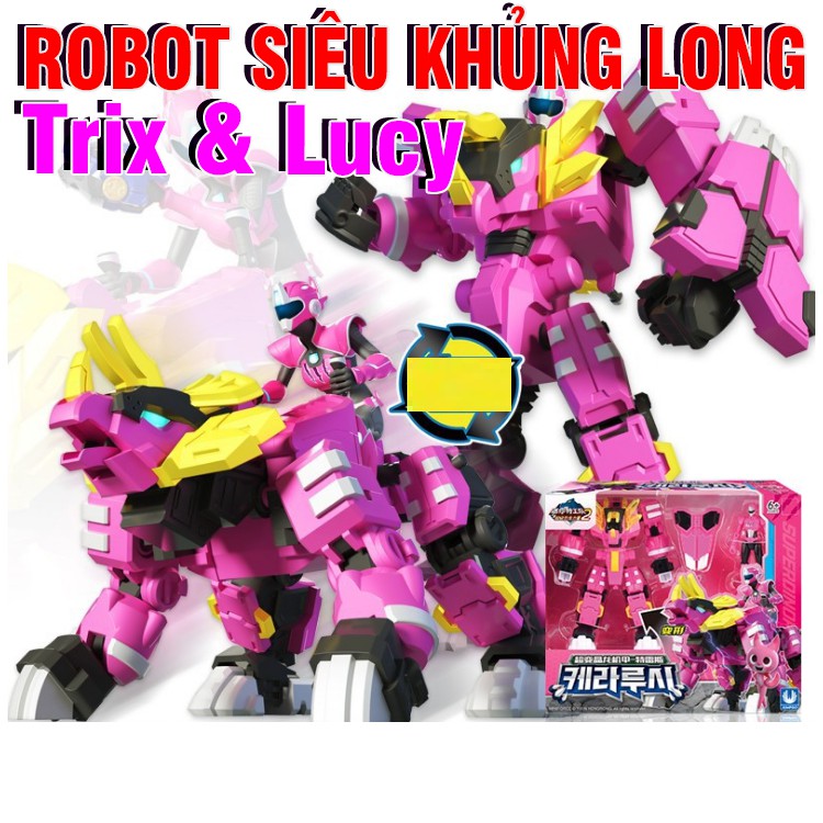 Đồ chơi Robot siêu khủng long Tricera hào quang hộ vệ cùng siêu nhân Lucy Tốt bụng siêu nhân nhí miniforce