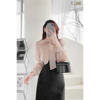 Áo sơ mi nữ oganza cổ nơ thanh lịch thời trang công sở Calie House A373