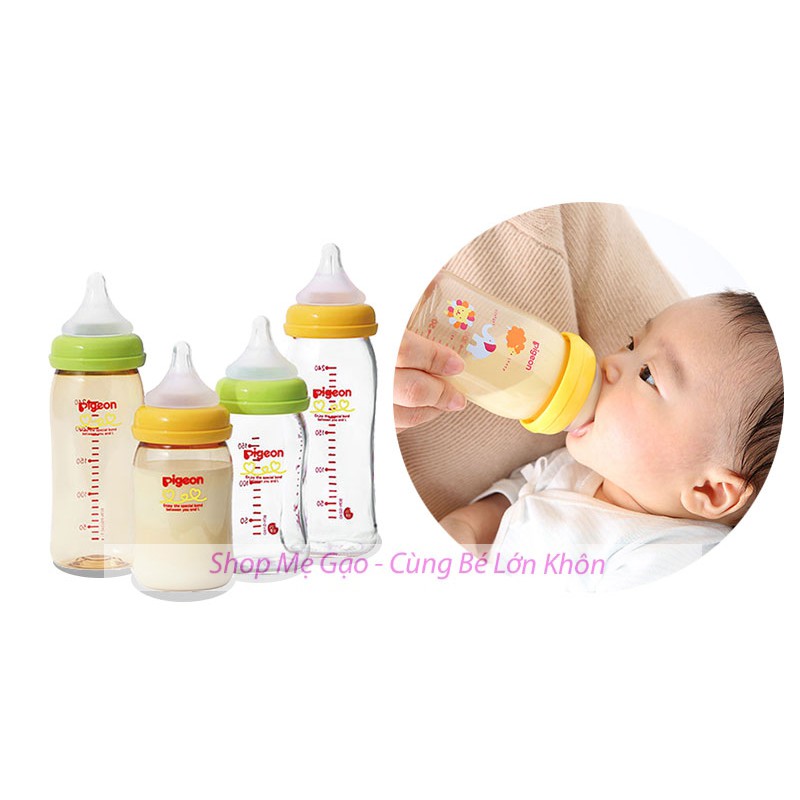 [Nội địa Nhật] Bình sữa Pigeon nội địa Nhật nhựa cổ rộng 160ml 240ml