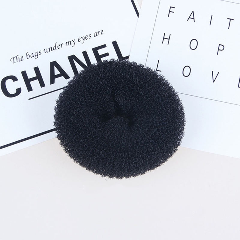 Dây Cột Tóc Hình Bánh Donut / Bông Hoa Màu Đen Đơn Giản Phong Cách Hàn Quốc