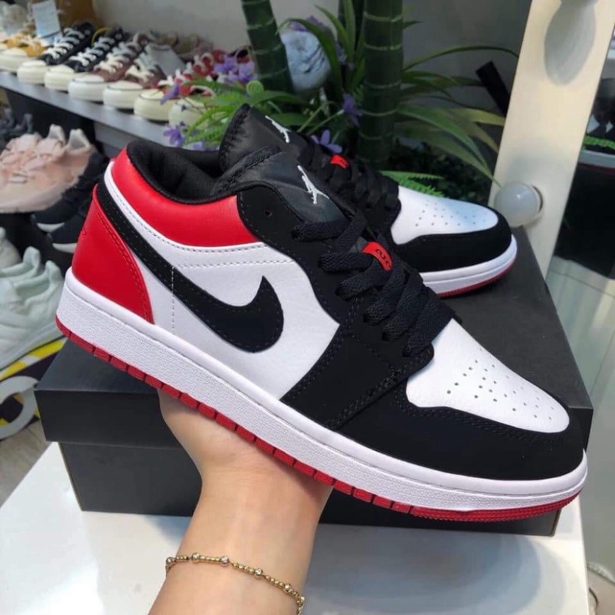 Giày Thể Thao Nam Nữ Cổ Thấp Giày Jordan 1 JD 1 Panda Đen Trắng Full Box Bill