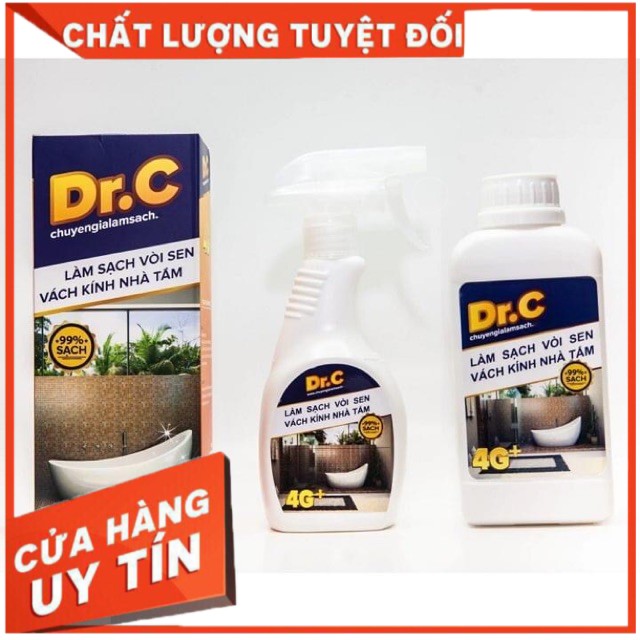 [FLASH SALE] Nước tẩy làm sạch vòi sen, bồn rửa bát, vách kính nhà tắm Dr.C tặng 1 chổi cọ