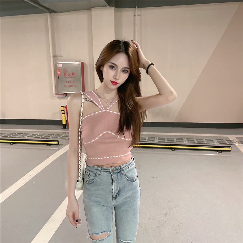 Áo croptop SUXI hai dây ôm dáng phong cách Hàn Quốc thời trang cho nữ
