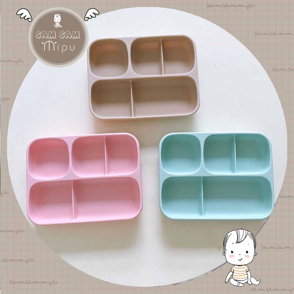 Ảnh Thật Khay Ăn Dặm Silicon Cấp Thực Phẩm BPA Free Hình Chữ Nhật Cho Bé Từ 6m - Shop Mẹ Sam
