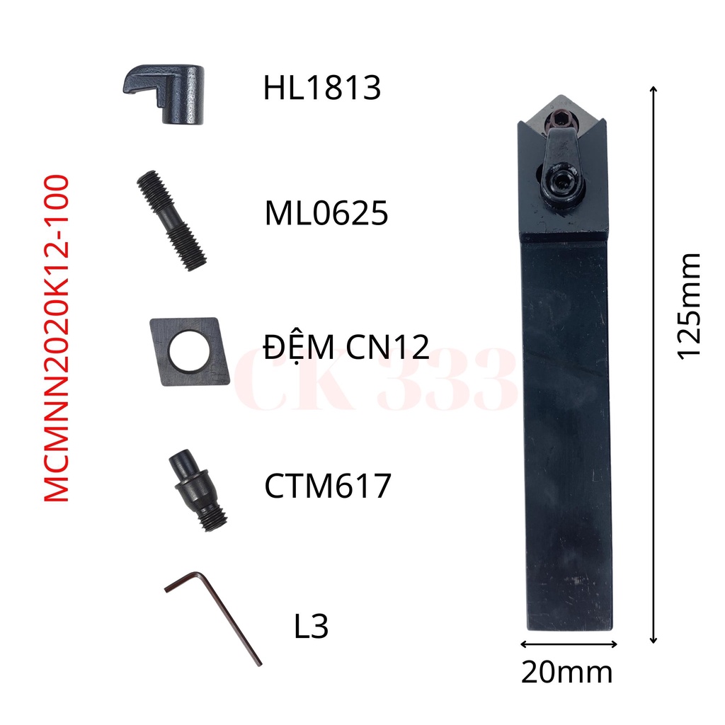 CÁN DAO TIỆN 20 25 CNC MCMNN2020K12 - 100 , MCMNN2525M12 - 100TIỆN GÓC 40 ĐỘ LẮP MẢNH CN12