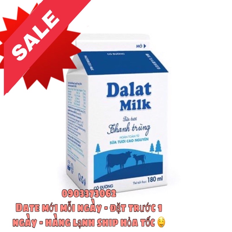 Thanh trùng DALATMILK CÓ ĐƯỜNG 180ml đặt trước 1 ngày