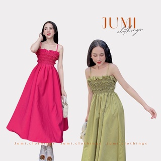 Đầm maxi đầm hai dây bo chun ở ngực, váy maxi váy dây dáng dài đi biển