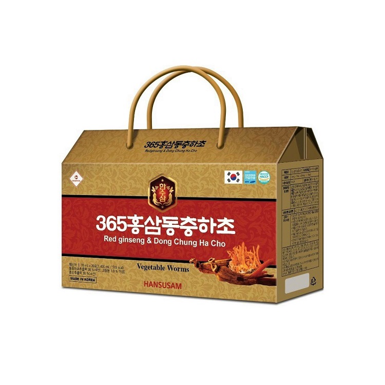 Nước Hồng Sâm Đông Trùng Hạ Thảo 365 HANSUSAM, Hộp 20 gói x 70ml,Chính hãng Sâm Hàn Quốc