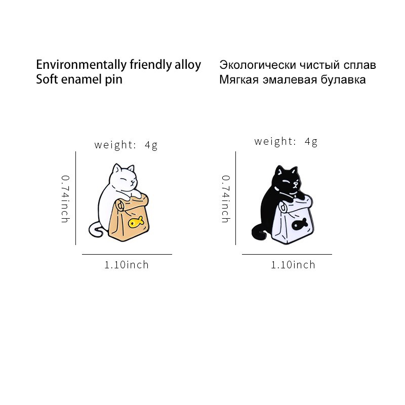 Ghim cài áo QIHE JEWELRY hình mèo hoạt hình dễ thương xinh xắn