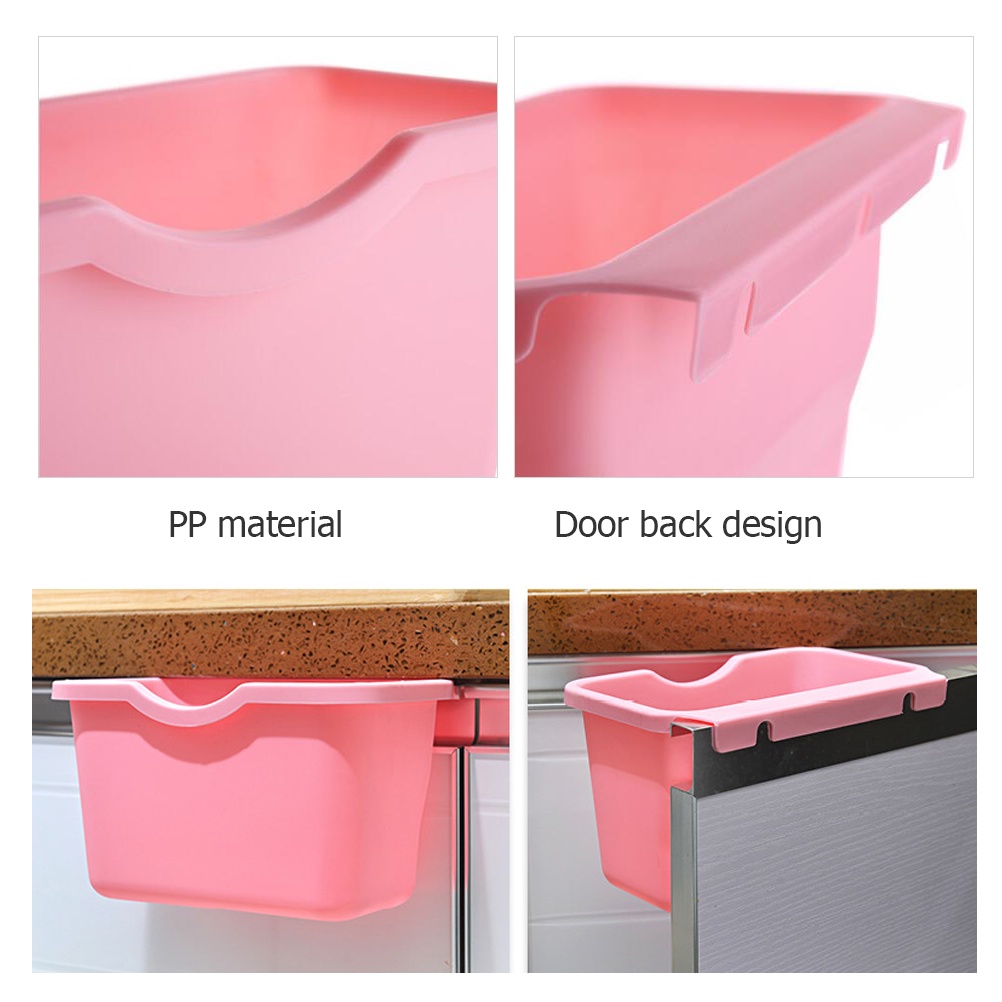 Kitchen Cabinet Door Plastic Basket Hanging Trash Can Waste Bin Garbage Bowl Box burang