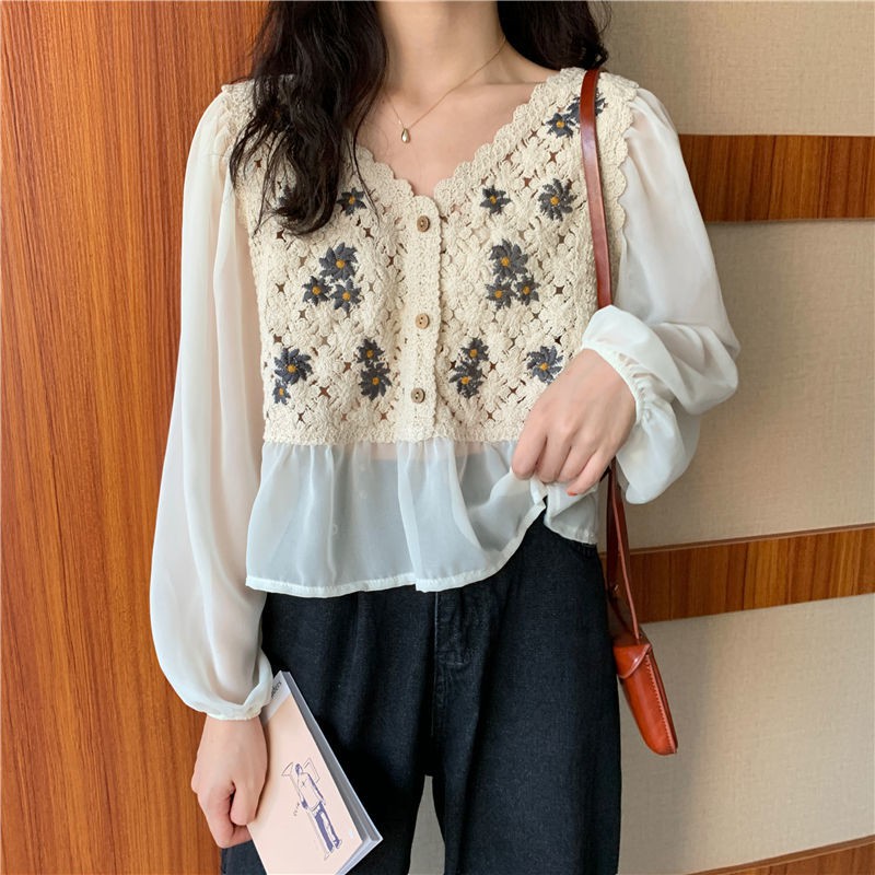Áo Nữ Tay Dài Phối Ren Thời Trang Quyến Rũ | BigBuy360 - bigbuy360.vn