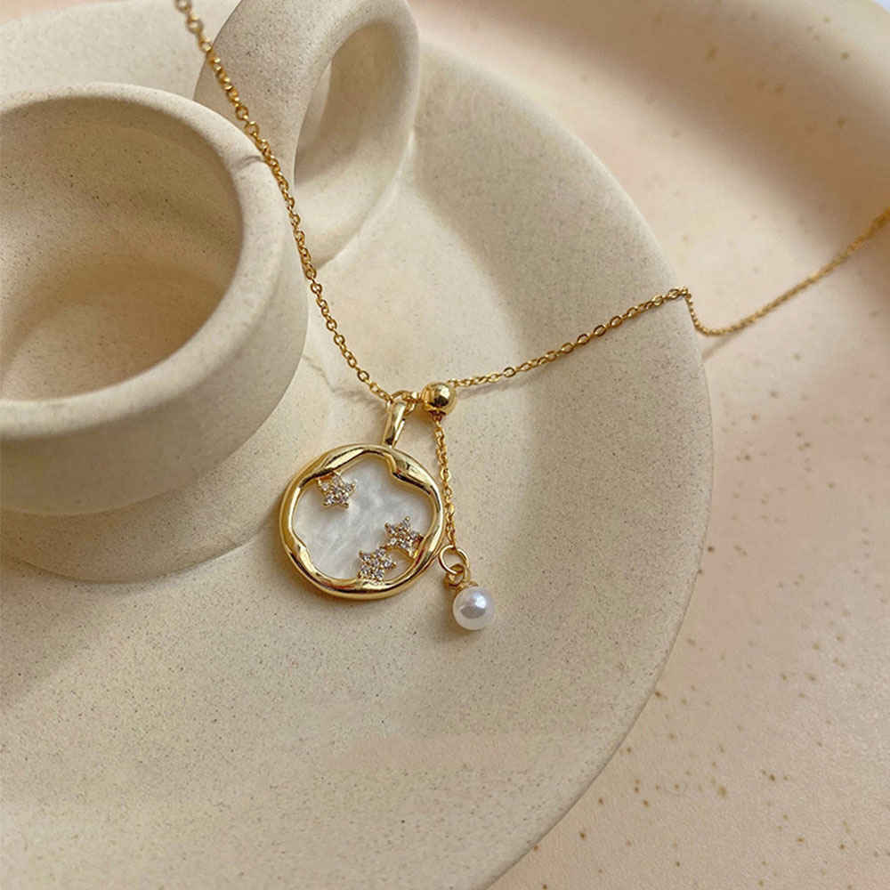 Dây Chuyền Ngôi Sao Đính Ngọc Trai Thời Trang Cho Nữ