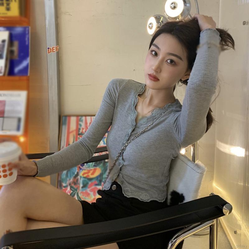 Áo Cardigan Dệt Kim Tay Dài Cổ Chữ V Màu Sắc Đơn Giản Phong Cách Hàn Quốc Thời Trang Cho Nữ