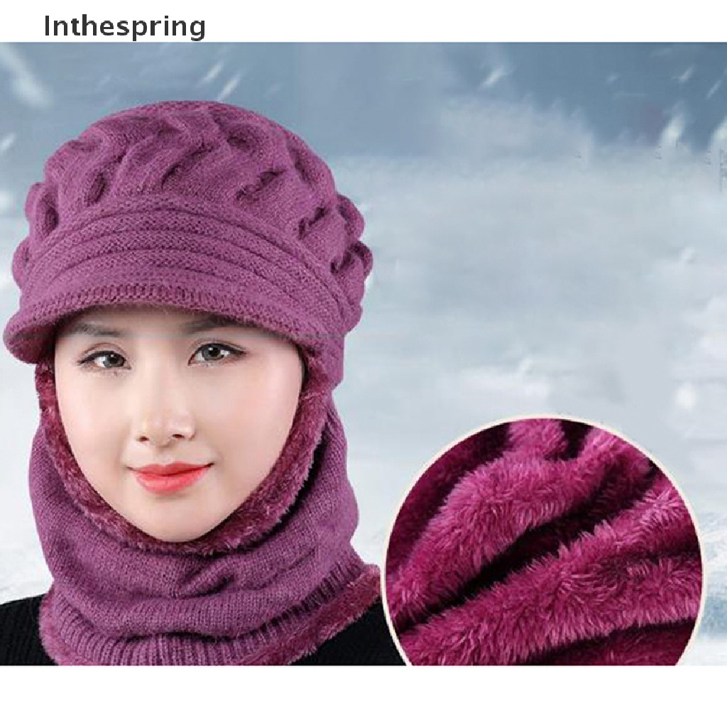 Mũ beanie dày dặn kèm khăn choàng cổ thời trang mùa đông