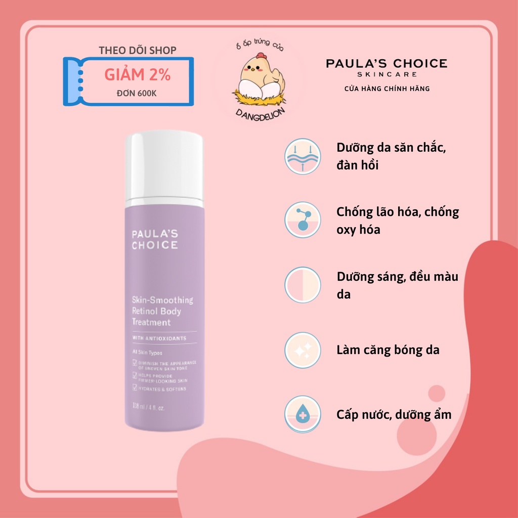 Kem dưỡng thể chống lão hóa chứa Retinol Paula's Choice Skin-Smoothing Body Treatment 118ml