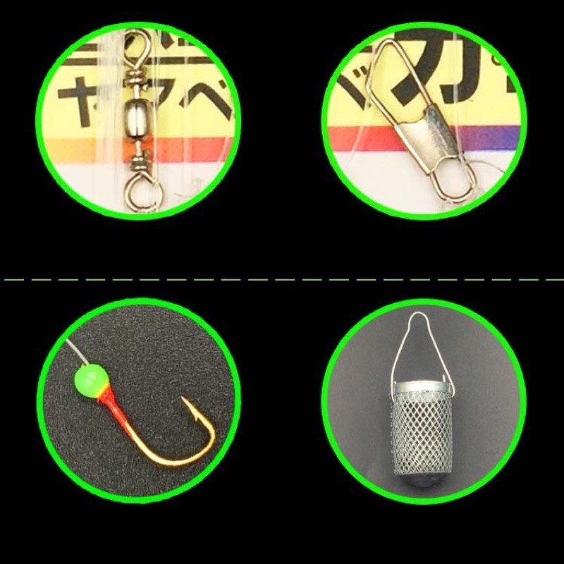 Bộ thẻo 7 lưỡi câu cá mương hồ siêu nhạy có rọ sắt