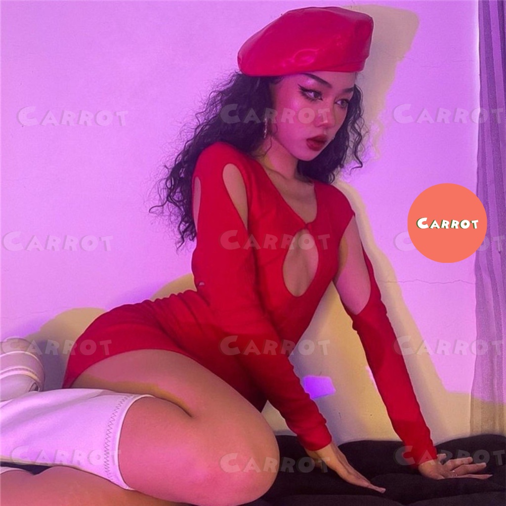 Set áo croptop dài tay khoét kèm chân váy ngắn gợi cảm thời trang cho nữ carrotxinhdep (114)