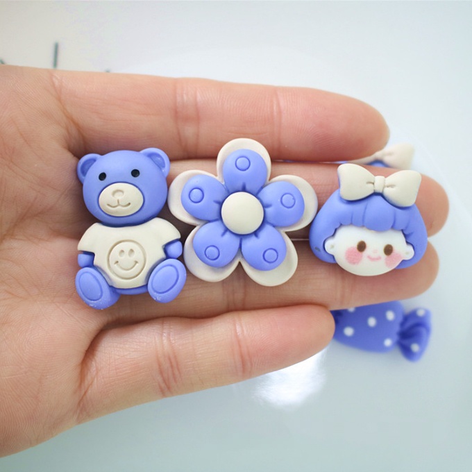 Charm slime tông màu xanh dương nhạt cho các bạn trang trí kẹp tóc, bình nước, dán Jibbitz, vỏ ốp điện thoại, DIY