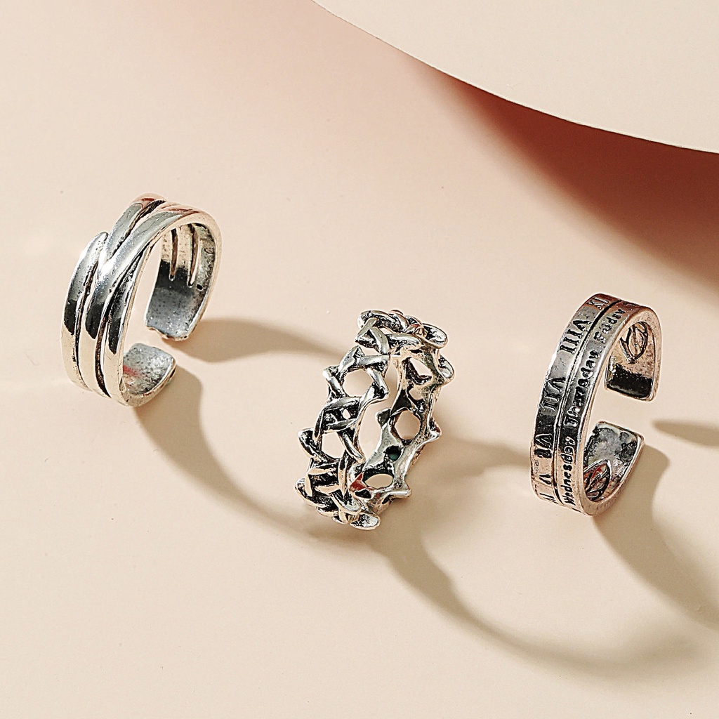 Set 3 nhẫn đeo tay phong cách vintage thời trang cho cặp đôi