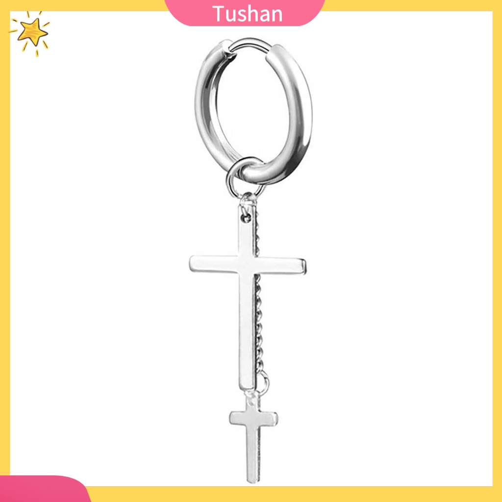 Khuyên tai dạng xỏ/ kẹp dài bằng thép không gỉ cho nam và nữ