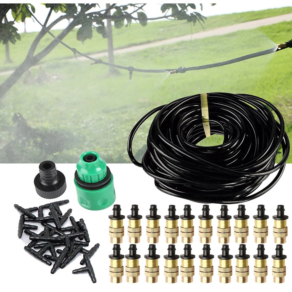 Bộ KIT Phun Sương Tưới Cây Tự Động gồm 20 Béc Bằng Đồng Cao Cấp kèm 25m Dây