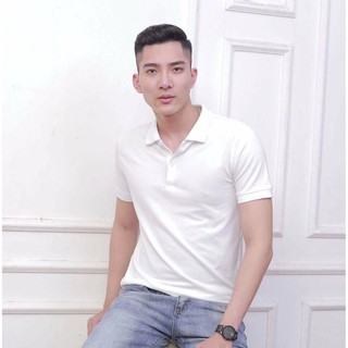 [Áo phông trơn cổ bẻ] Áo phông Polo trơn ngắn tay có cổ màu Trắng