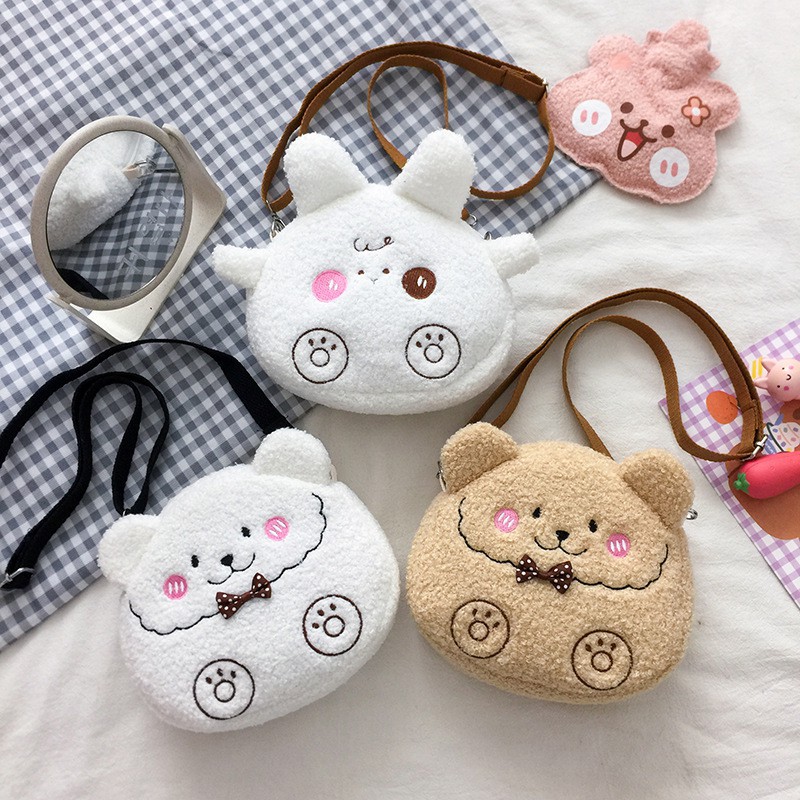 Túi đeo chéo hình tròn nhỏ in họa tiết hoạt hình dễ thương thời trang cao cấp cho nữ