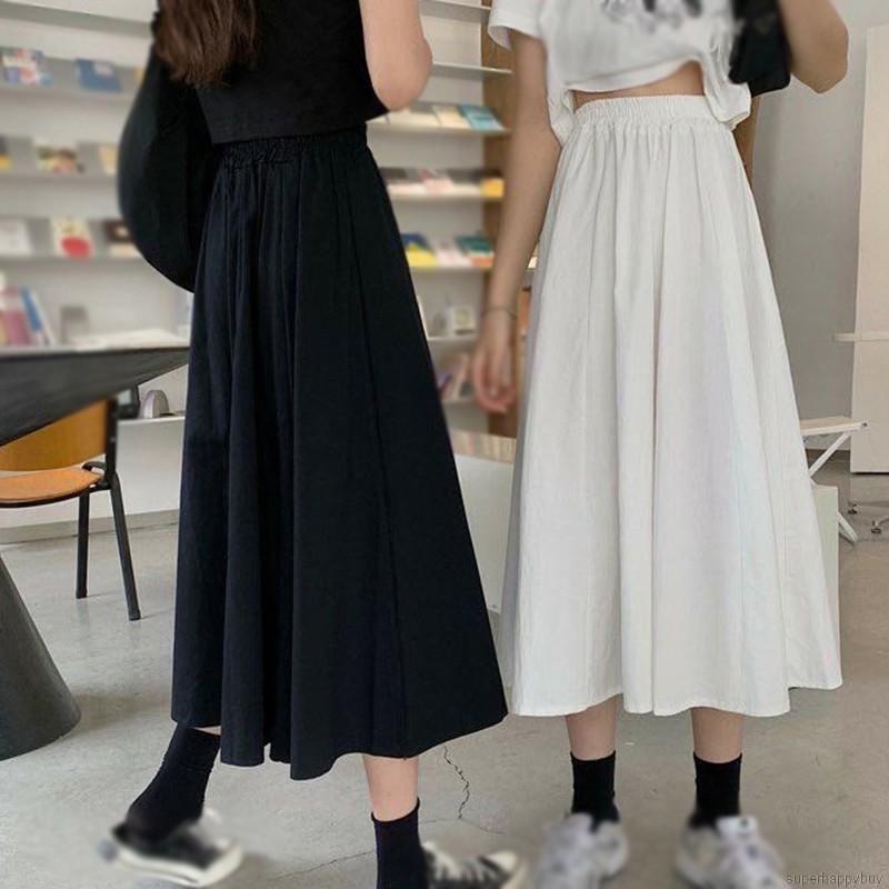 Chân Váy Dài Lưng Cao Màu Trơn Thời Trang Cho Nữ
