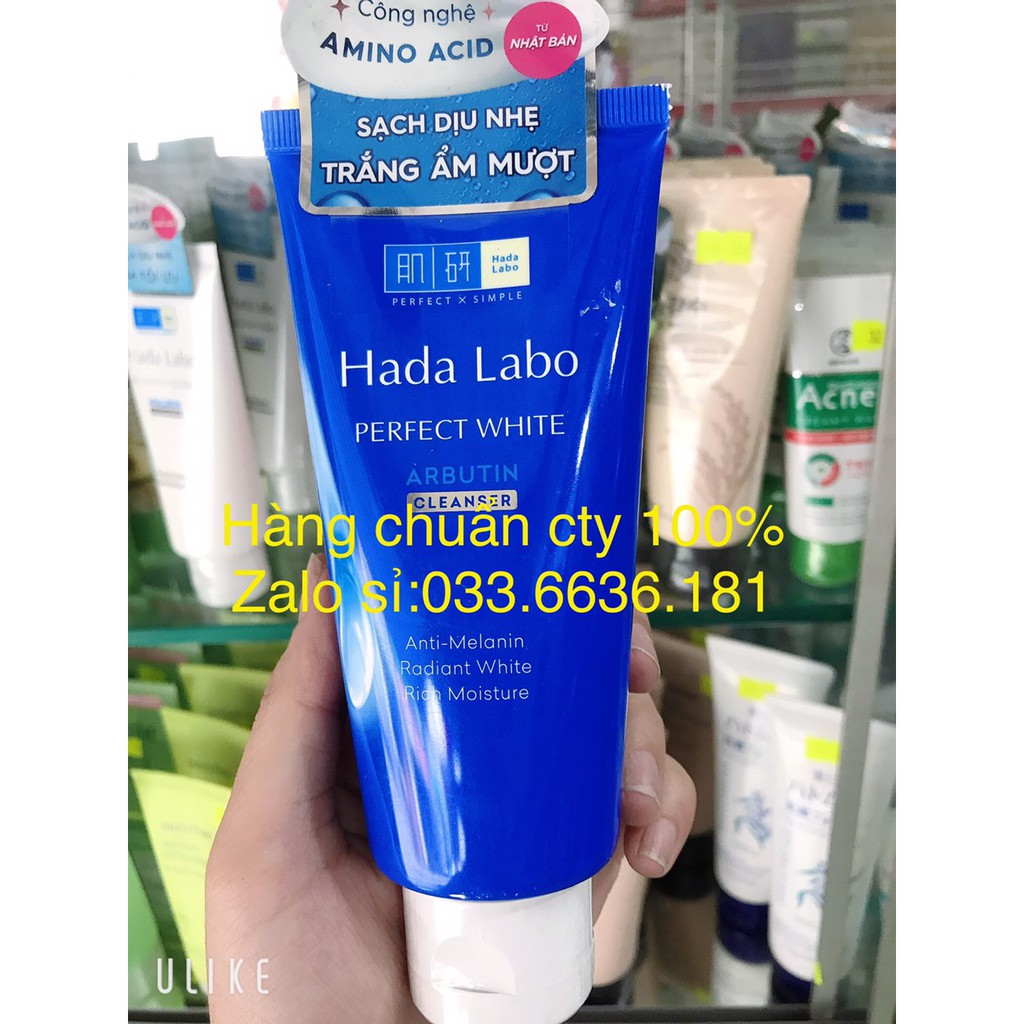 sữa rửa mặt HADA LABO màu xanh giúp làm sạch ,dưỡng trắng và tạo sự ẩm mượt cho da 80g