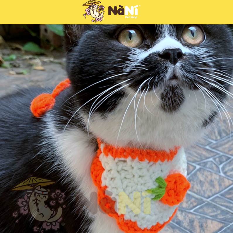 Yếm cho chó mèo kiêm vòng cổ mèo đan len móc nhiều màu xinh xỉu - Nà Ní Pet Shop