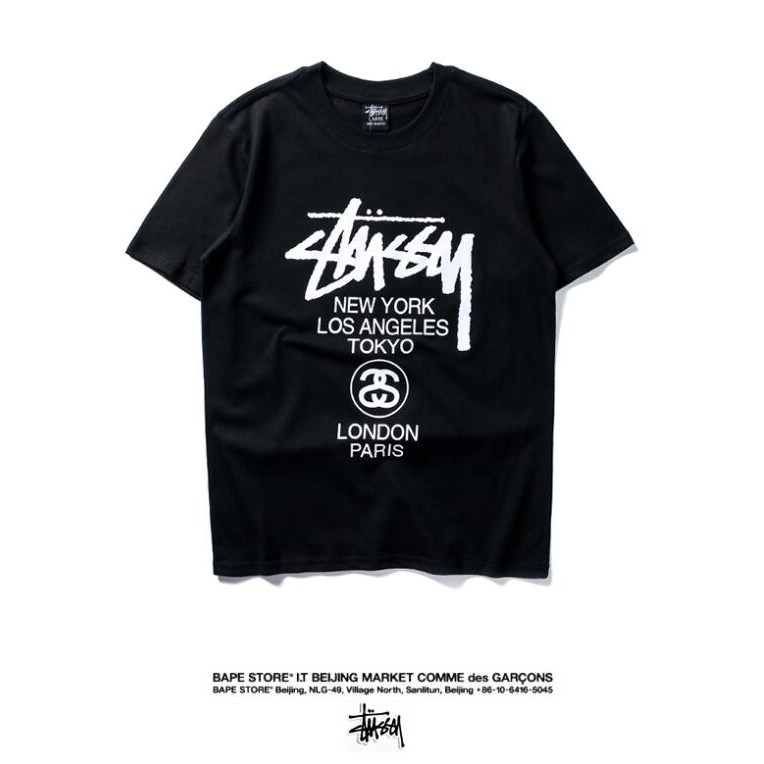 Áo Thun Tay Ngắn Vải Cotton In Chữ Stussy Thời Trang Cho Nam Nữ