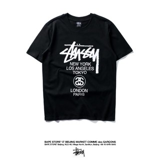 Áo Thun Cotton Tay Ngắn In Chữ Stussy Thời Trang Năng Động Cho Nam Và Nữ