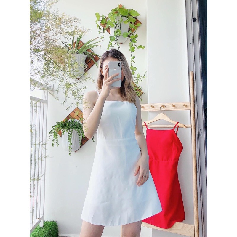 Đầm ôm Chou Dress hai dây hở lưng siêu sexy vải bố thái dày dặn from chuẩn có mút ngực kèm lót trong ko lộ kèm ảnh thật