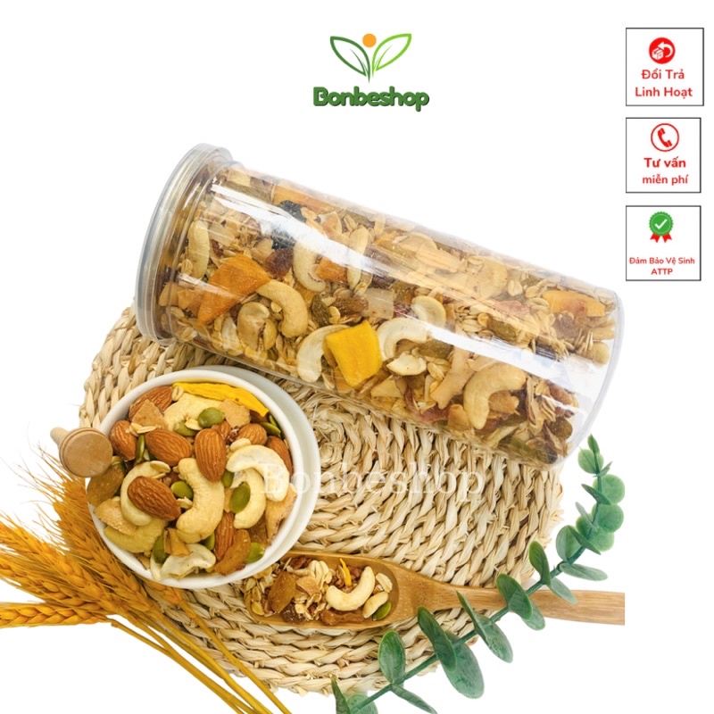 Hũ 500gr Ngũ Cốc Granola Vị Nướng Mật Ong Ăn Kiêng, Ngon, Bổ Dưỡng