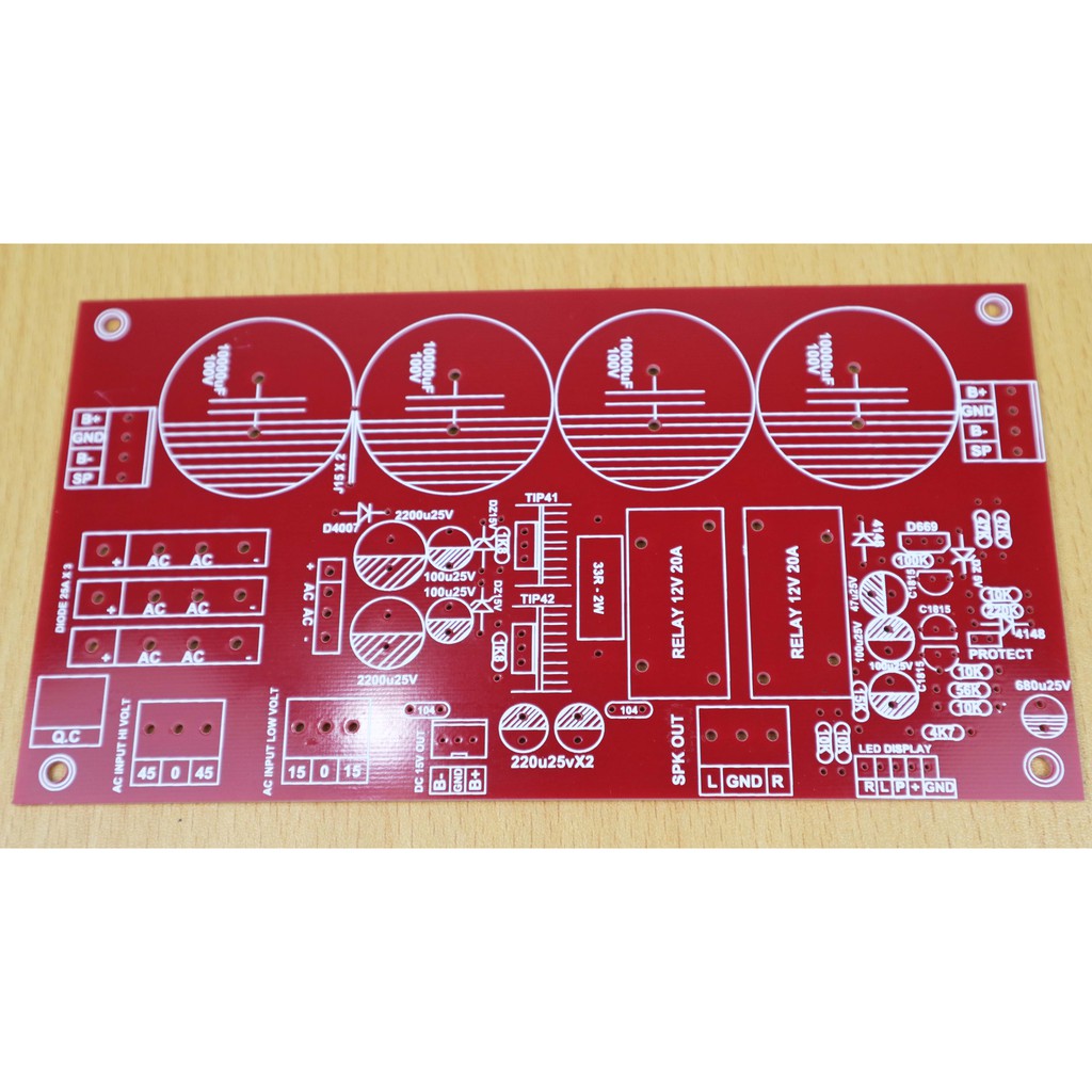 PCB Mạch Nguồn ÂM Ly 4 Tụ Phíp Đỏ - 1 Cái