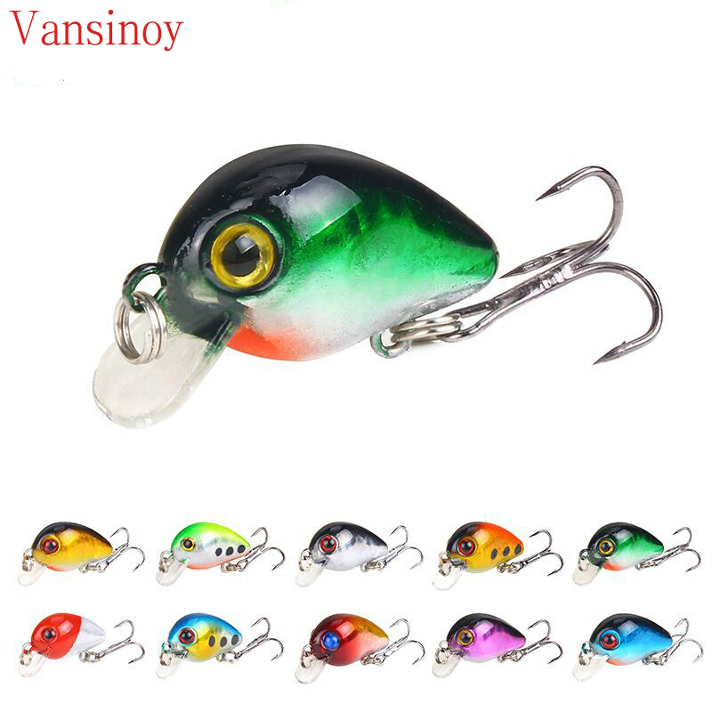 Mồi Câu Cá Giả Mini Bằng Nhựa Cứng 10 Màu 3cm / 1.6g