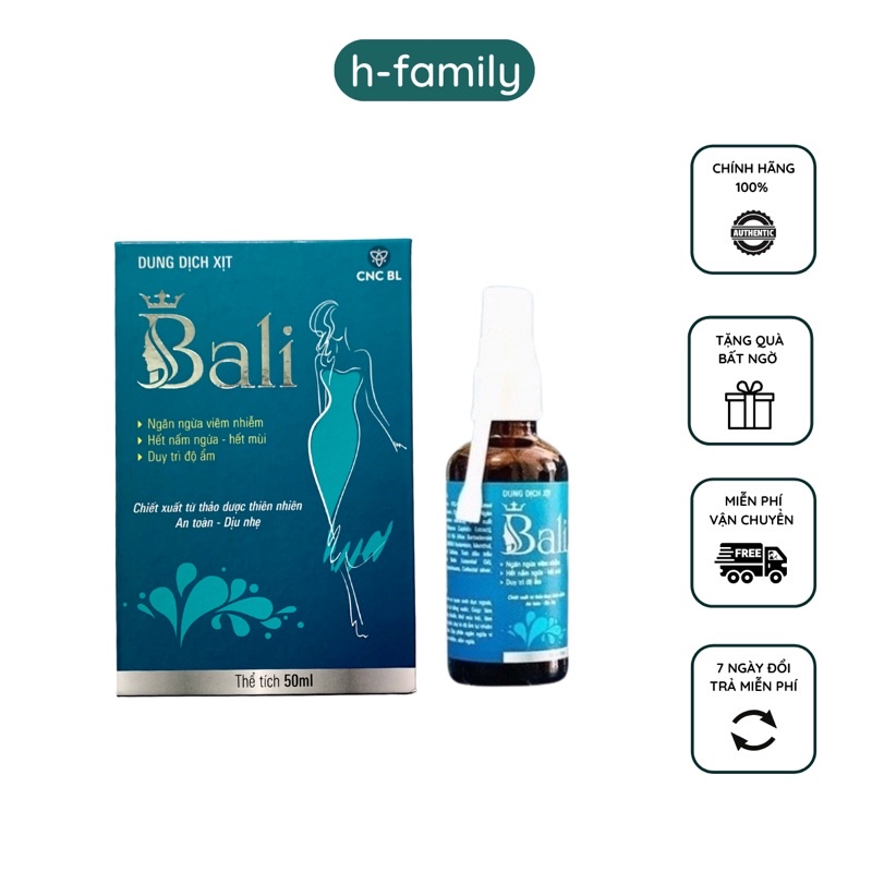 Xịt thơm phụ khoa Bali 50ml, dung dịch vệ sinh phụ nữ làm sạch ngăn ngừa viêm nhiễm