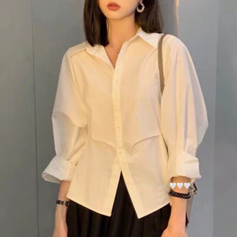 Áo sơ mi nữ dài tay basic, Sơ mi nữ kiểu dáng ullzang mới vải thô không nhăn nhàu Linzstore