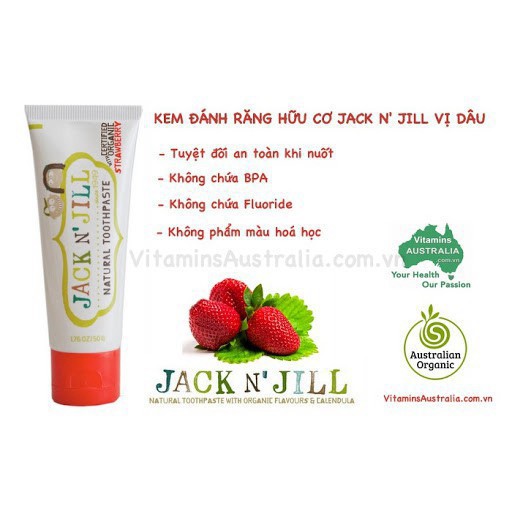 []RGANIC - Hữu cơ] Kem đánh răng trẻ em Jack N' Jill của Úc 50g