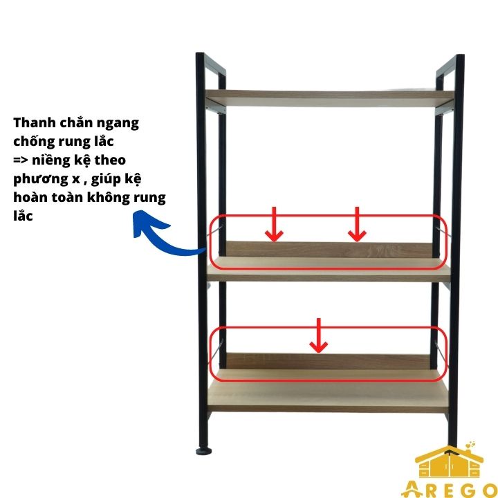 Kệ lò vi sóng, kệ nhà bếp 3 tầng, khung sắt sơn tĩnh điện Arego