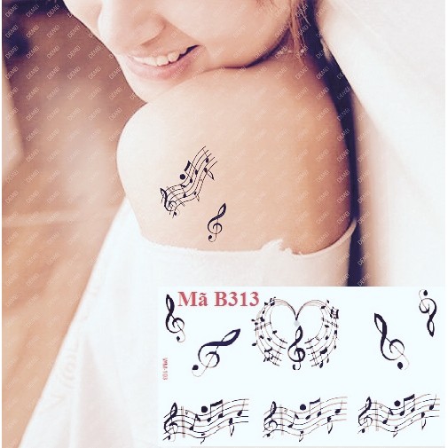 Xăm dán tattoo nốt nhạc B313