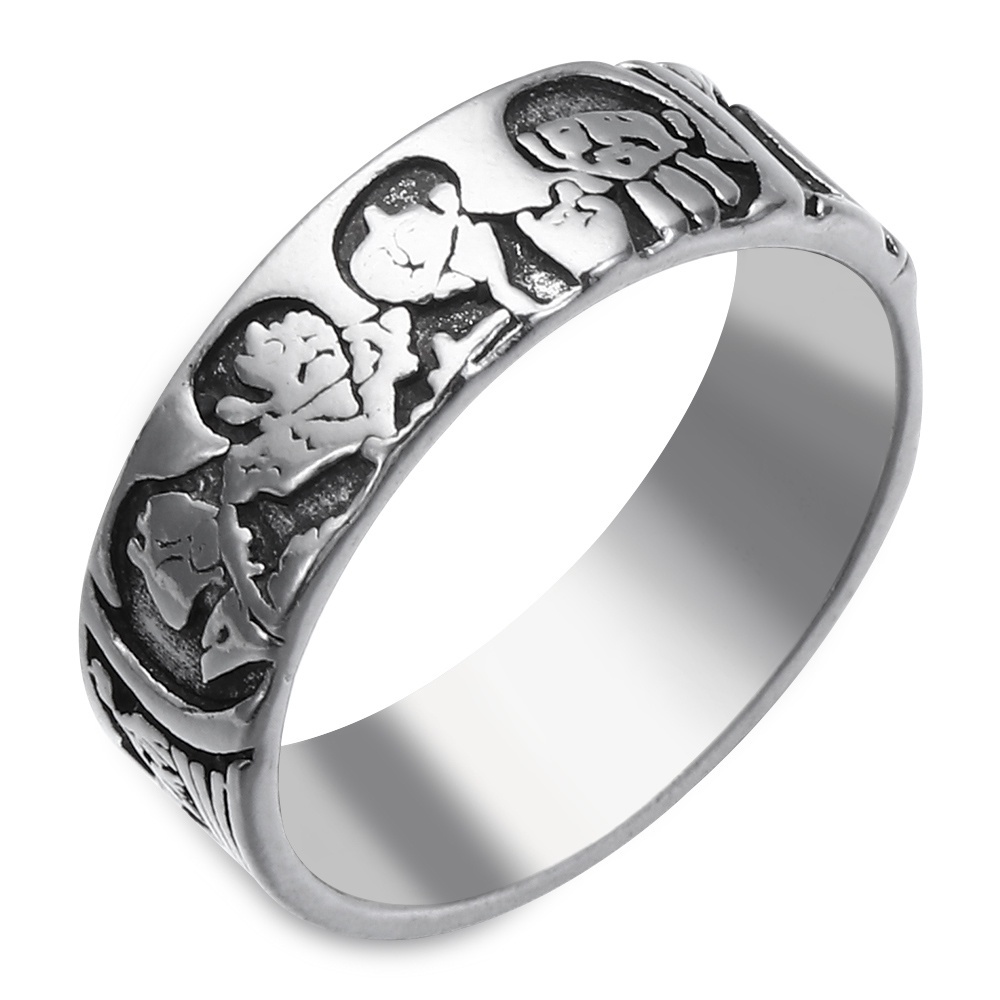 Nhẫn Họa Tiết Vẽ Tay Phong Cách Gothic Cổ Điển Thời Trang Cho Nam Và Nữ