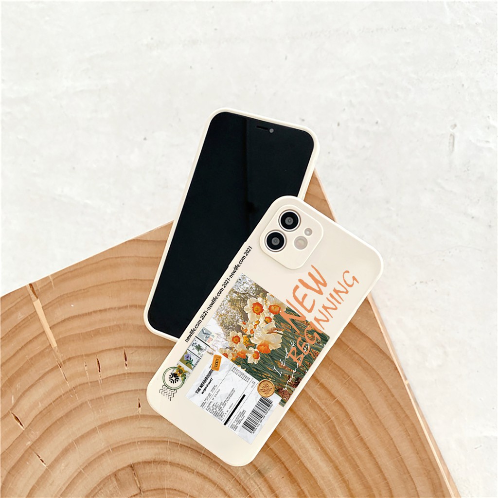 Ốp iphone Hoa cạnh vuông bảo vệ camera dành cho iphone 11 7plus 8plus x xsmax 11pro max 12pro 12promax 13promax e88