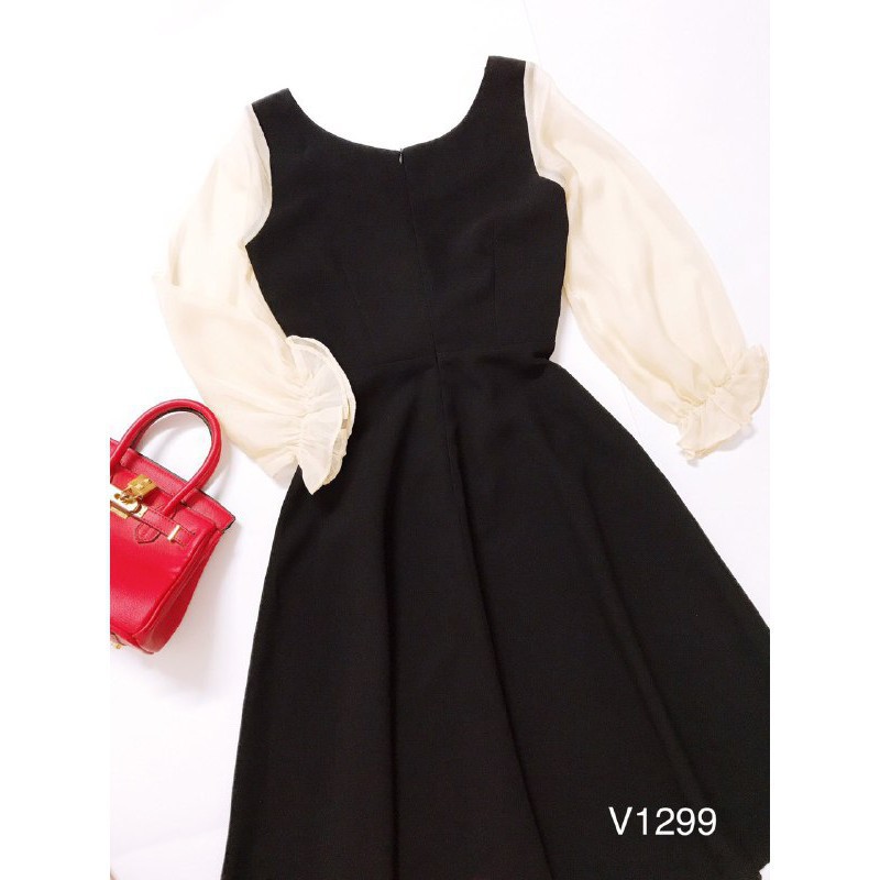 [ xả kho ] MiD Đầm kate Nhật V1299 cổ lệch lạ mắt Mie Design kèm ảnh thật