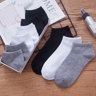 Tất vớ trơn cổ ngắn chống mùi kháng khuẩn co giãn đen trắng xám T01