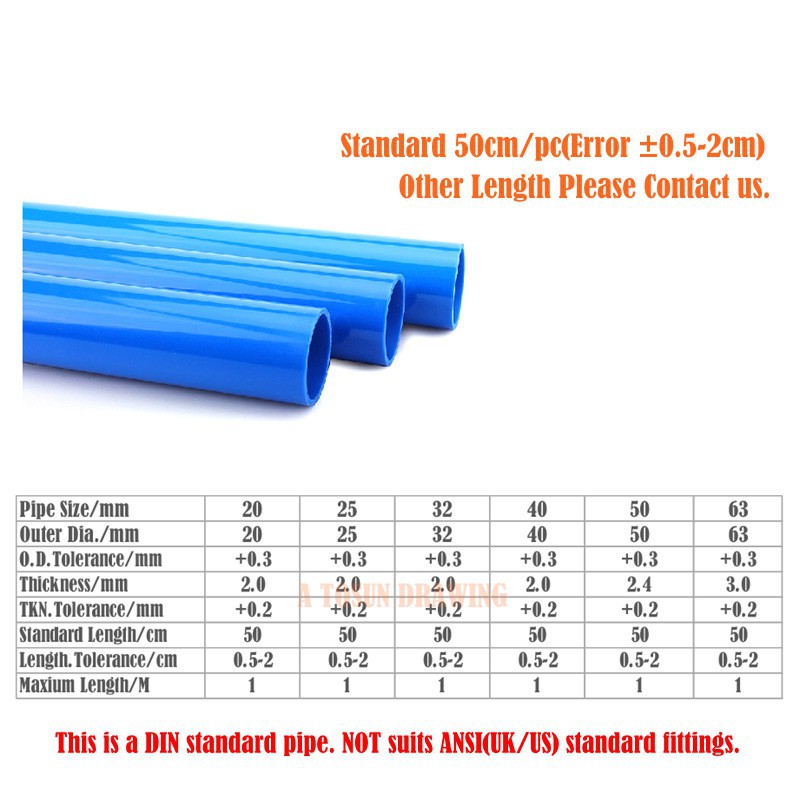 2 ống nước bằng nhựa PVC đường kính 20mm đến 50mm cho hồ cá