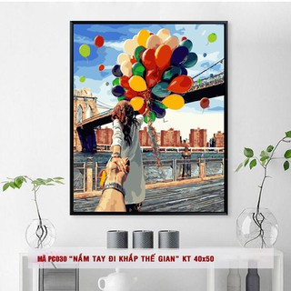 [KHỔ 40X50 CÓ KHUNG] Tranh Tô Màu Theo Số - Tranh Số Hóa Tự Tô Mã PC030 Nắm Tay Đi Khắp Thế Gian
