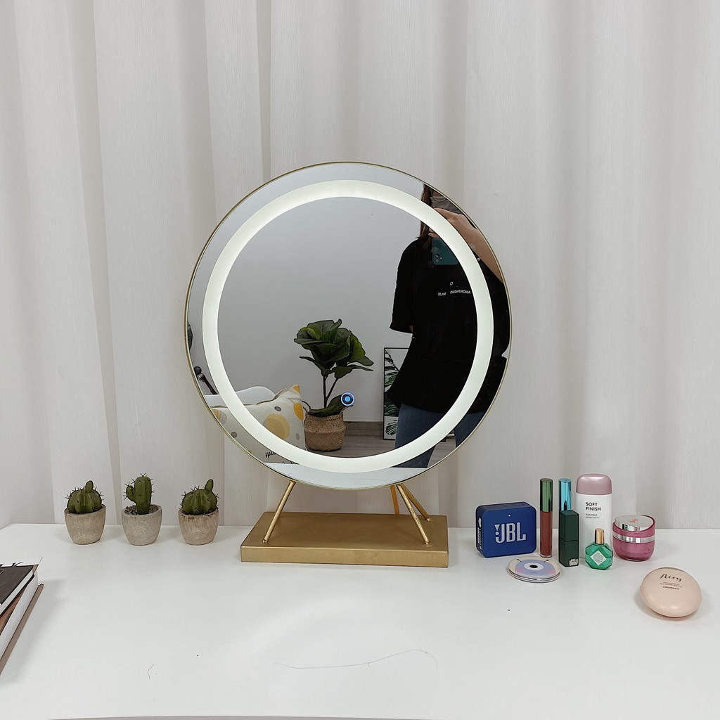 Gương Bàn Trang Điểm IGA Viền Led Mirror T Phong Cách Hàn Quốc - GN23